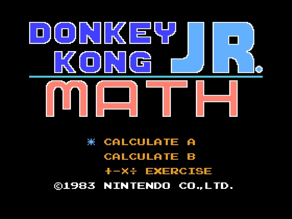 Title Screen of Donkey Kong Jr. Math for NES